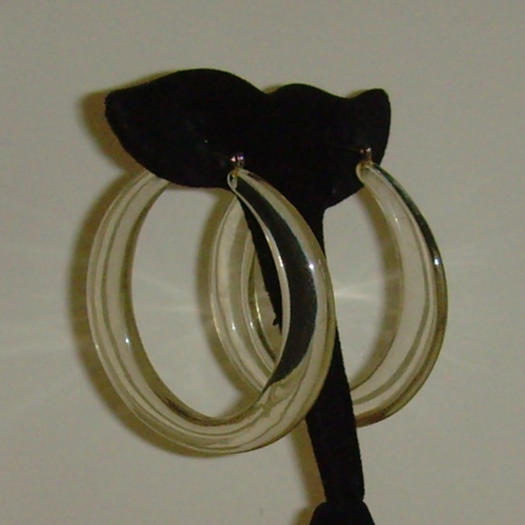 Clear Lucite Hoop Earrings (Pierced) - Picture 1 of 10